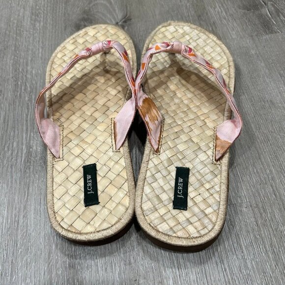 J. Crew Bamboo Pink Cream Beach Summer Flip Flops Women's Size 7 - Picture 4 of 6